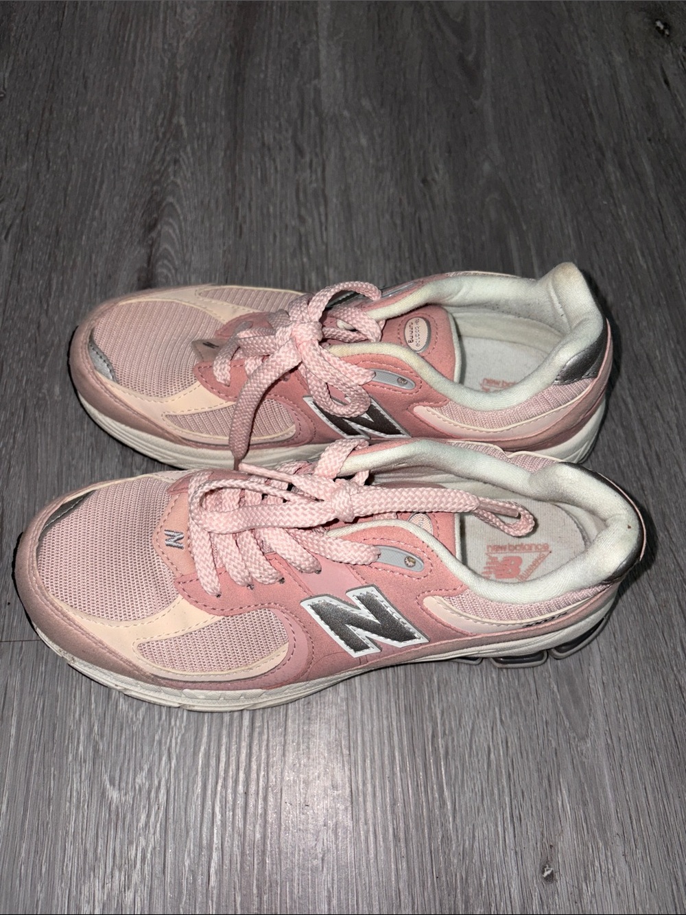 New Balance Pink and Silver 2002R Athletic Sneakers